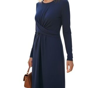 J.Jill Wear Ever Navy Blue Knit Dress Petite XS Minimalist Workwear Casual Chic